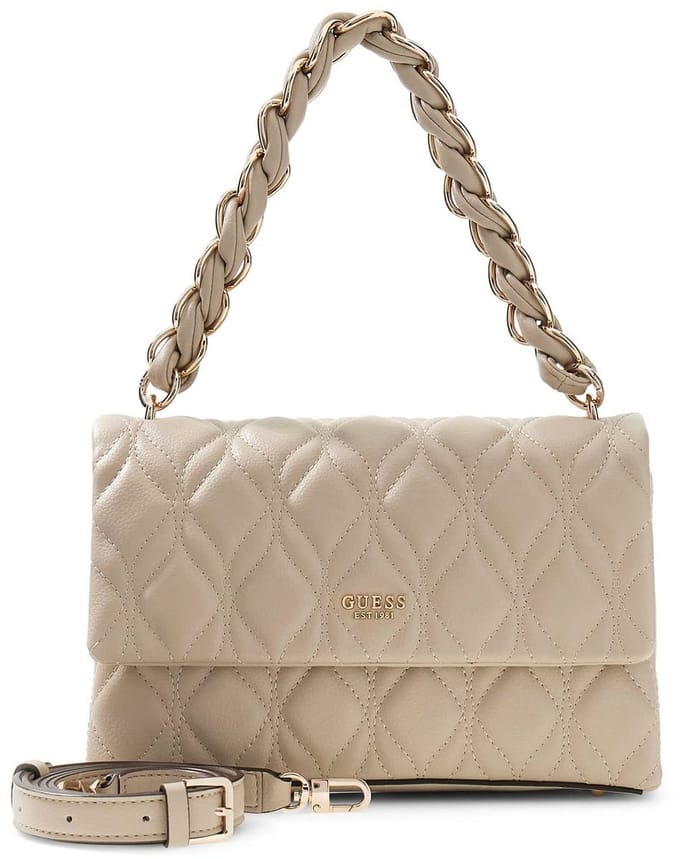 GUESS schoudertas Maxine Flap Crossbody Light Taupe