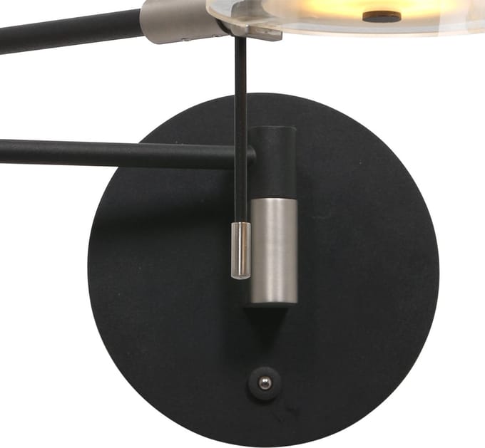 Wandlamp | 14 cm | Turound | LED | transparant zwart | glas metaal | design moderne functionele verlichting