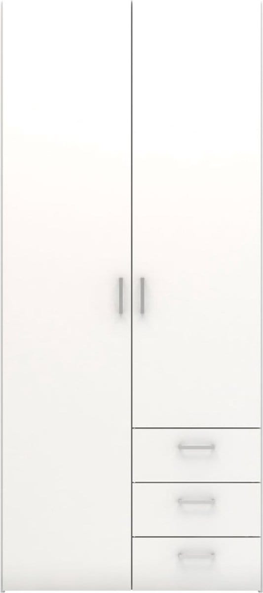 Hioshop Spell Kledingkast B - 175 cm - 2 deuren, 3 lades - Wit