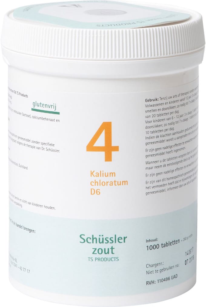 Pfluger Schussler Zout nr 4 Kalium Chloratum D6 - 1 x 1000 tabletten
