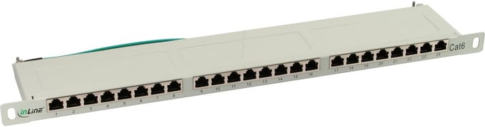 InLine® patchpaneel Cat.6, 24-voudig, 48,26cm (19), 0,5U, lichtgrijs, RAL7035