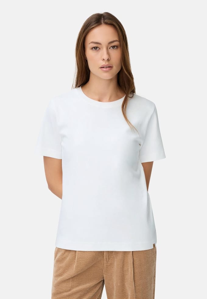 camel active T-Shirt van puur katoen - Maat womenswear-L - Melkwit