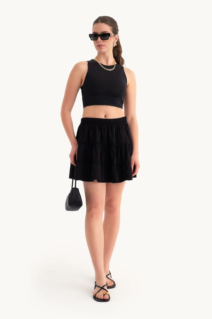 Hoge Taille Gelaagde Minirok