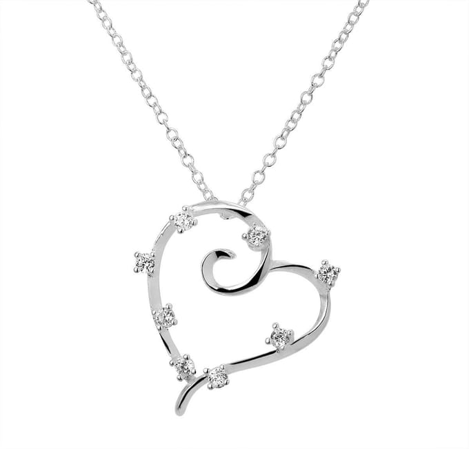 Montebello Ketting Anoda - Verzilverd - Hart - 24x27mm - 45cm
