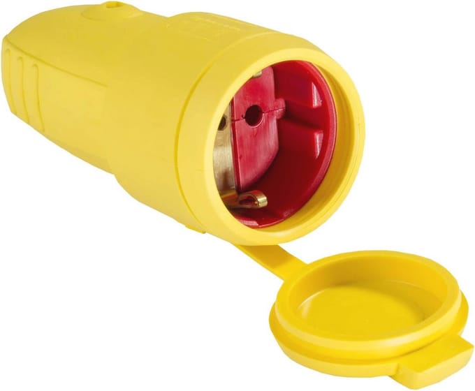 Rubberen Koppeling zonder Kabel, IP44, 230 V/16 A, Geel voor Bouwplaats en Camping