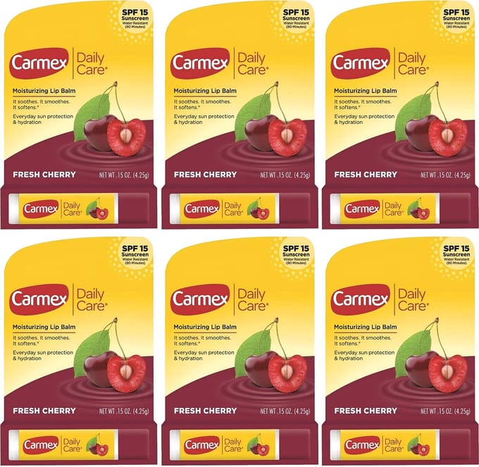 Carmex Fresh Cherry - Lippenbalsem - SPF 15, Kersen, 6-pack