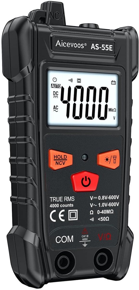 Digitale Multimeter 4000 tellers, DC AC voltmeter en ohm volt amp tester - Auto-range, snel en nauwkeurig meten van spanning