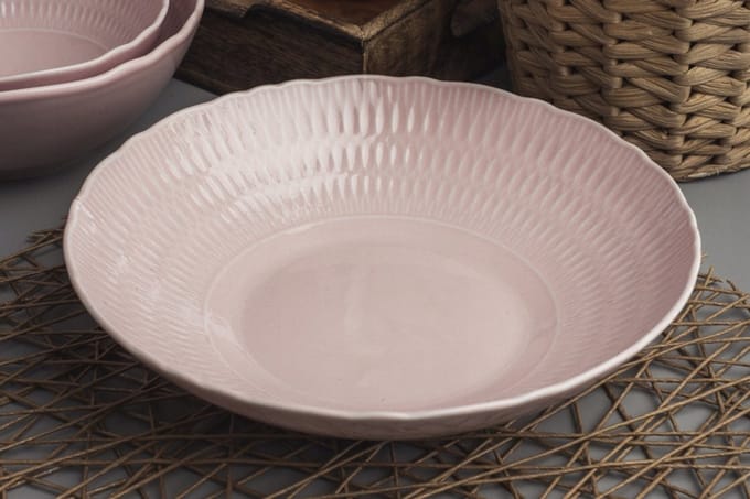 Ćmielów Sofia Diep Porseleinen Bord 22 cm - Roze met Structuur