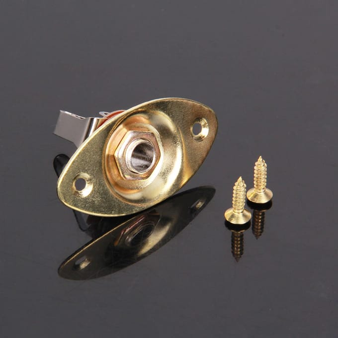 6,35 mm elektrische gitaar/bas Ovale pick-up jack Poratble goud