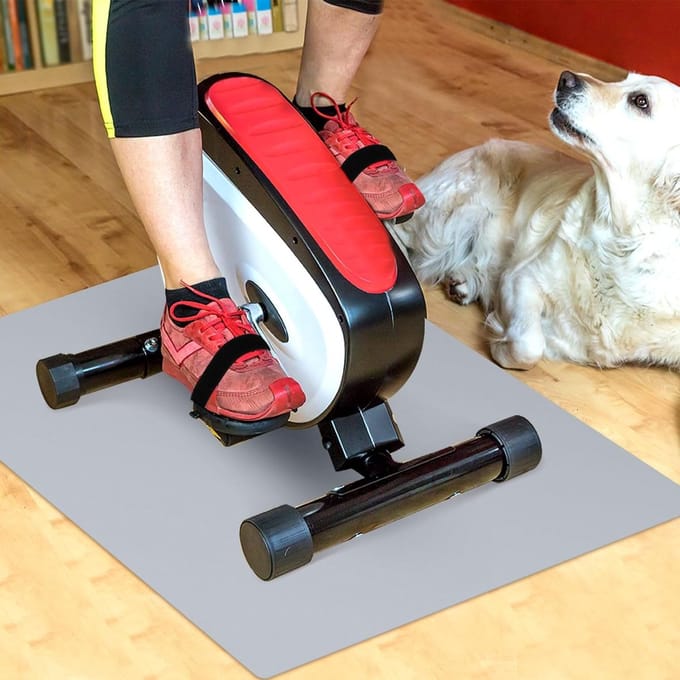Onderlegger Hometrainer - Antislip Mat - Onder Bureau - Met Banden - 60x55cm - Zwart