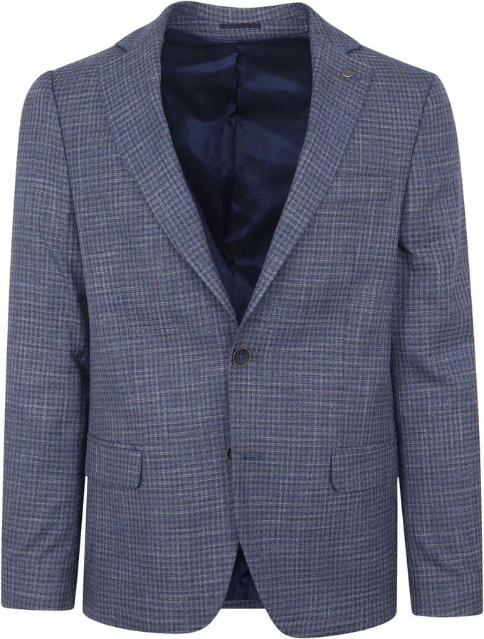 Suitable Colbert Royal Blauw Ruiten - Maat 50 - Heren blazer