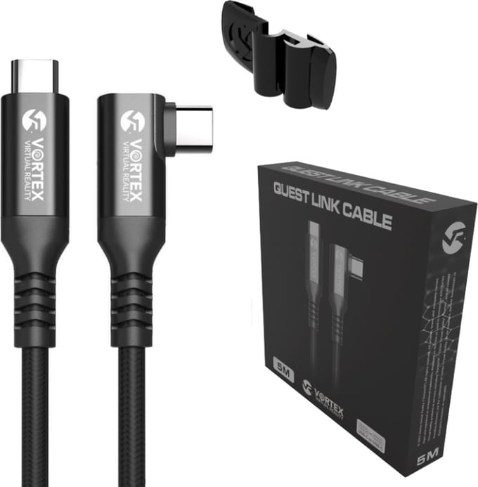 Oculus Link VortexVR kabel 5m + Fastener | USB-C | voor Oculus Quest 2 (of Quest 1) | SteamVR | SideQuest