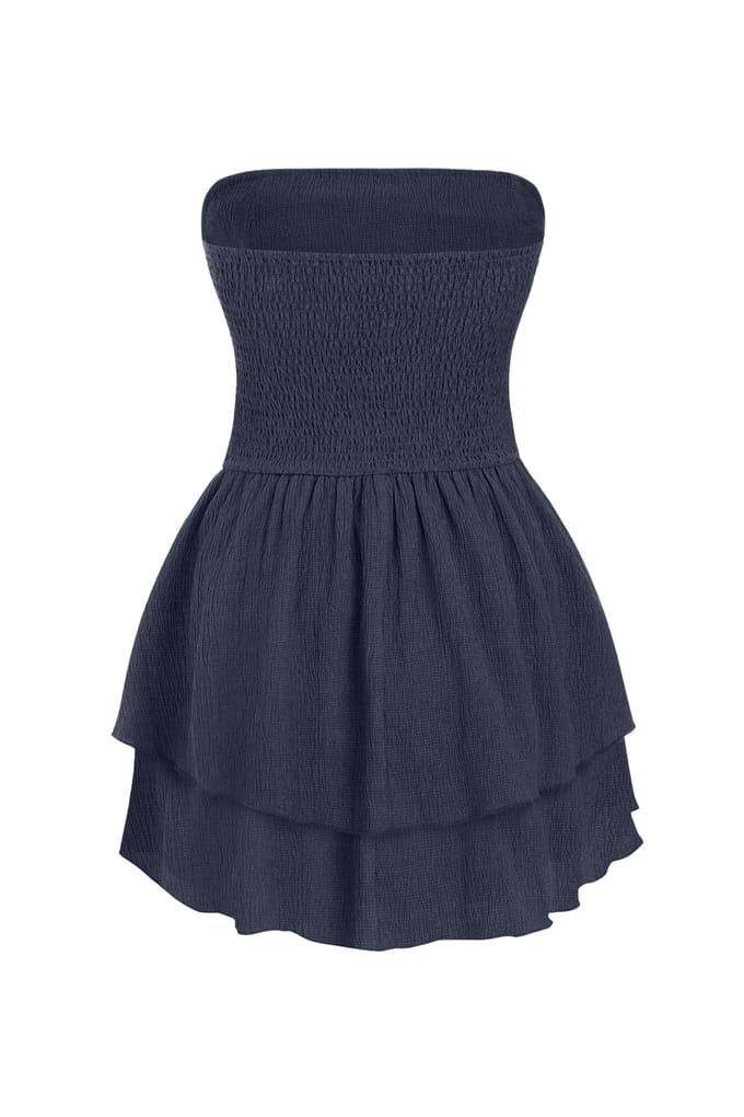 Strapless Textured Ruffle Minijurk