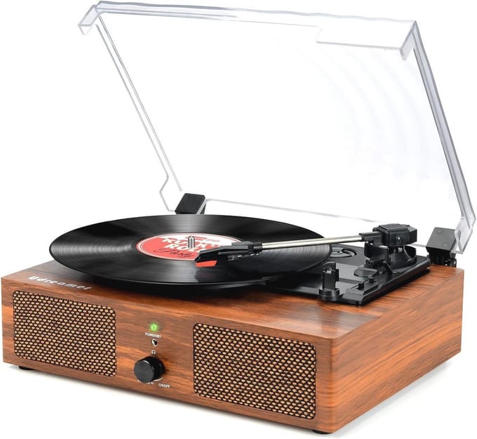 Vinyl Platenspeler met Bluetooth en USB | 3 Snelheden | Vintage Design