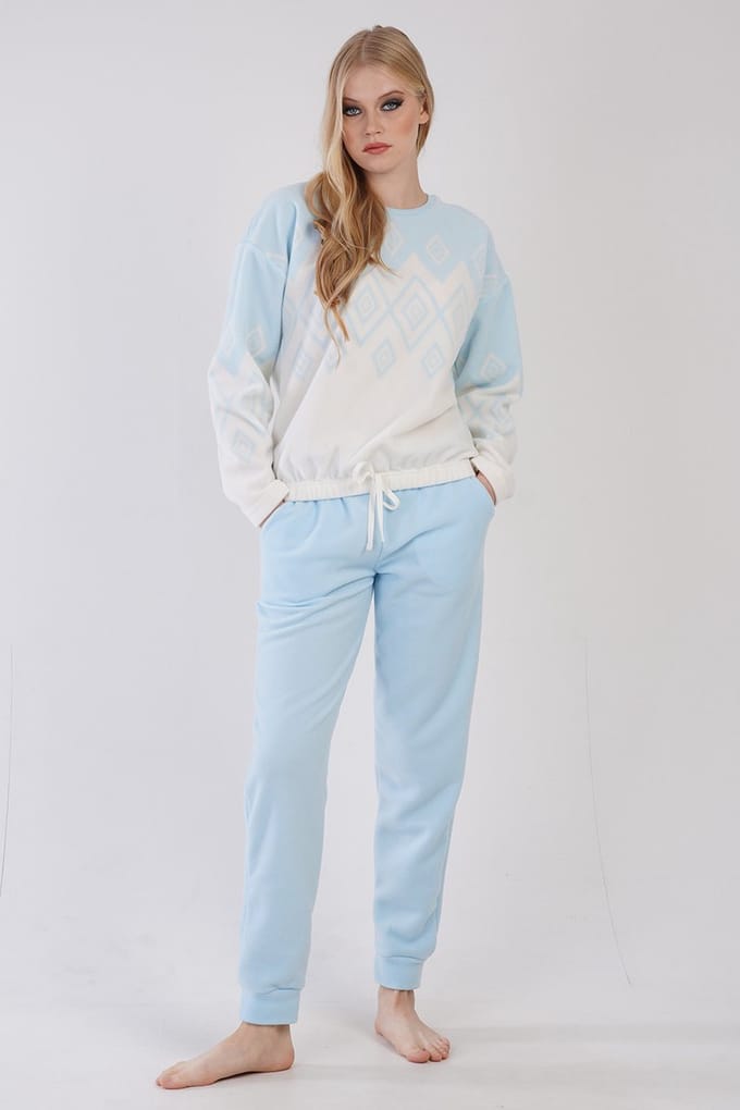 Vienetta - Dames Fleece Pyjama Set, Lange Mouwen - L