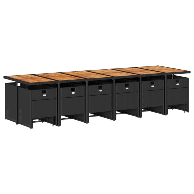 vidaXL - 17-delige - Tuinset - met - kussens - poly - rattan - zwart