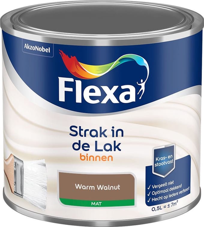 Flexa - Strak In De Lak Binnenlak Mat - Warm Walnut - Mengverf - 500 Ml