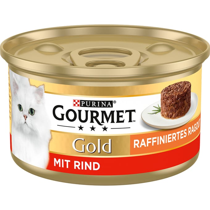 24 x 85 g Gourmet rund Gold geraffineerde ragout Kattenvoer