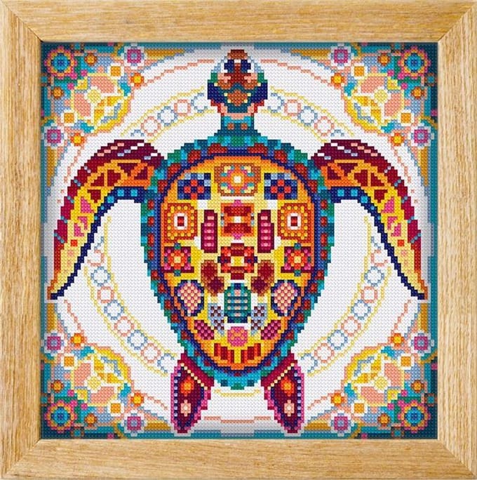 Diamond painting MANDALA WATERDIER SCHILDPAD - full diamond painting - vierkante steentjes