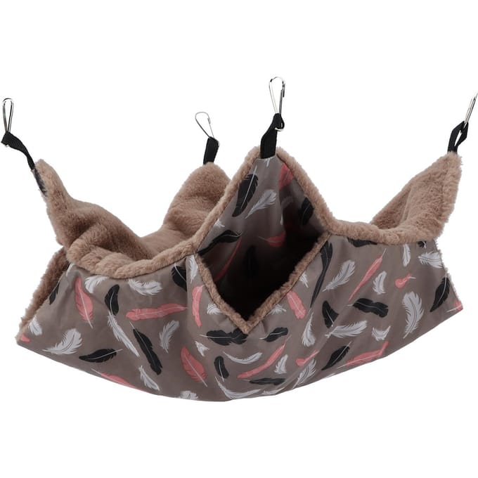 Petit Animal Hamac Double Couche Doux et Confortable Hamster Suspendu Lit Chaud avec Métal Fixé S gray