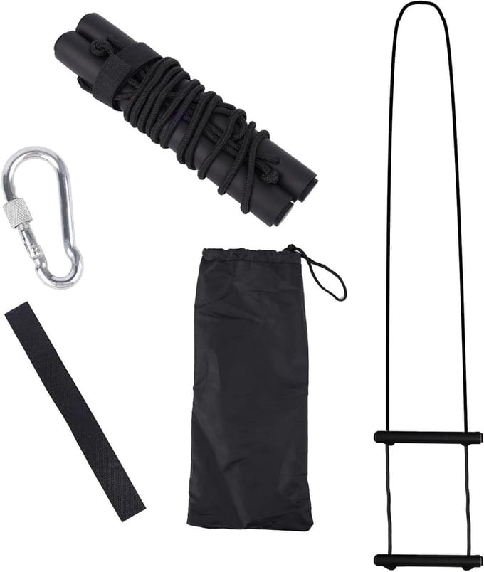 Boot Touwladder - Instap Hulp - Veilig Instappen - Draagbaar Opvouwbaar - 165 cm - Zwart