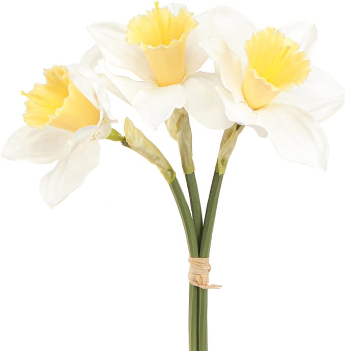 Kunstnarcissen zijden bloemen witte narcis 40cm 3 st