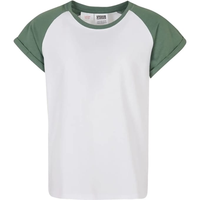 Urban Classics - Contrast Raglan Kinder T-shirt - Kids 122/128 - Wit/Groen