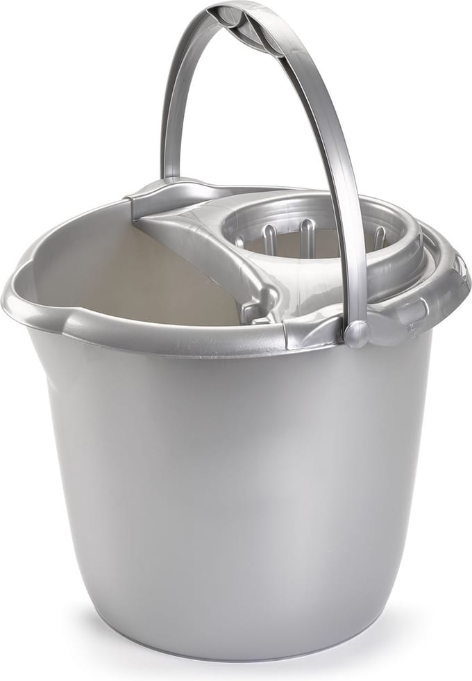 PlasticForte Dweilemmer - 15 liter - zilver grijs - mopemmer - 38 cm