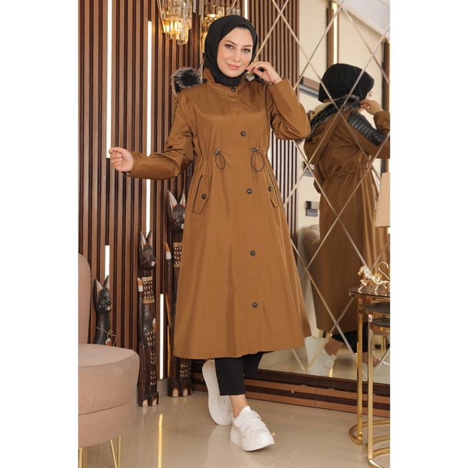 Garni Detailed Jas Beige-bruin