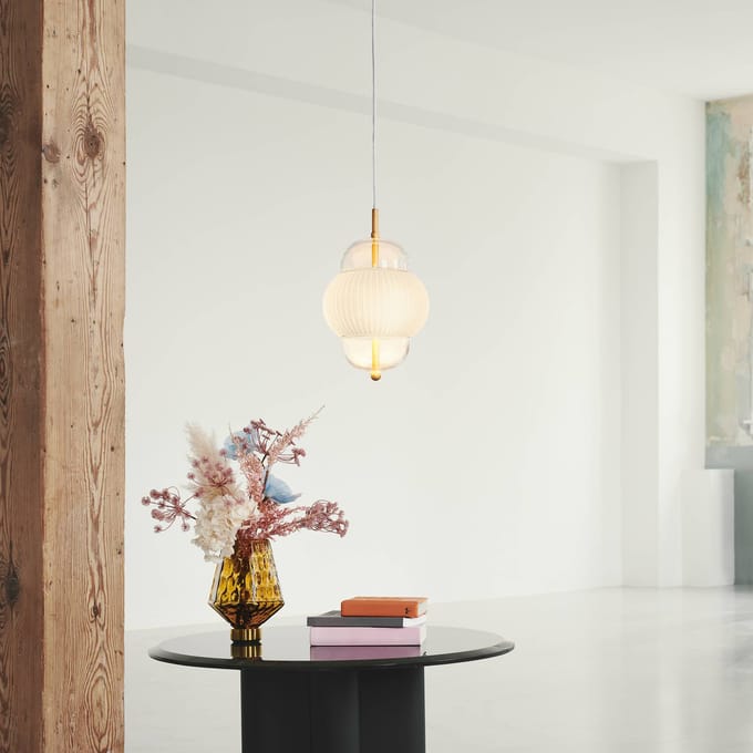 DESIGN BY US Hanglamp Shahin, Ø 23 cm, 3-lamps, wit / helder, glas