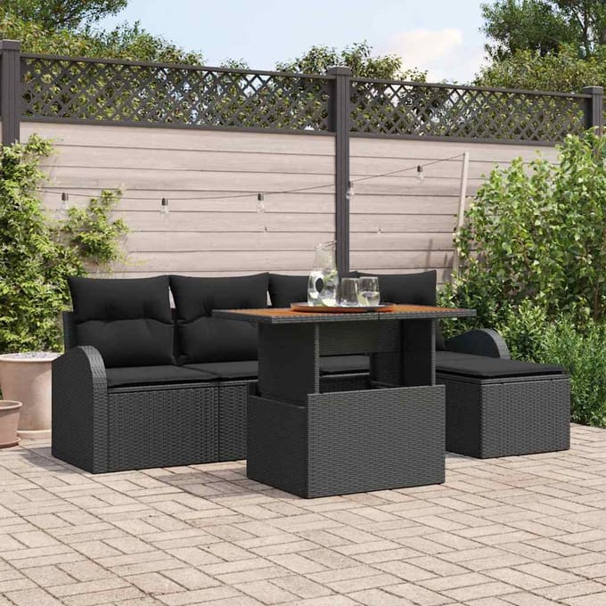 vidaXL - Tuinbank - Set - 6 - st - Zwart