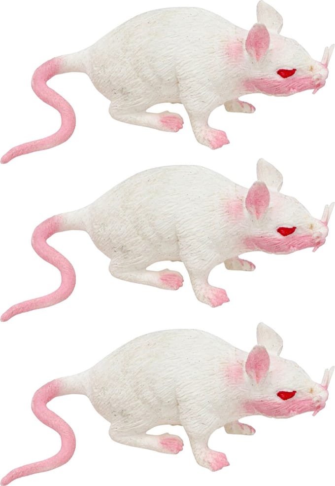 Chaks Stretchy nep rat 17 x 14 cm - 3x - wit - Horror/griezel thema decoratie