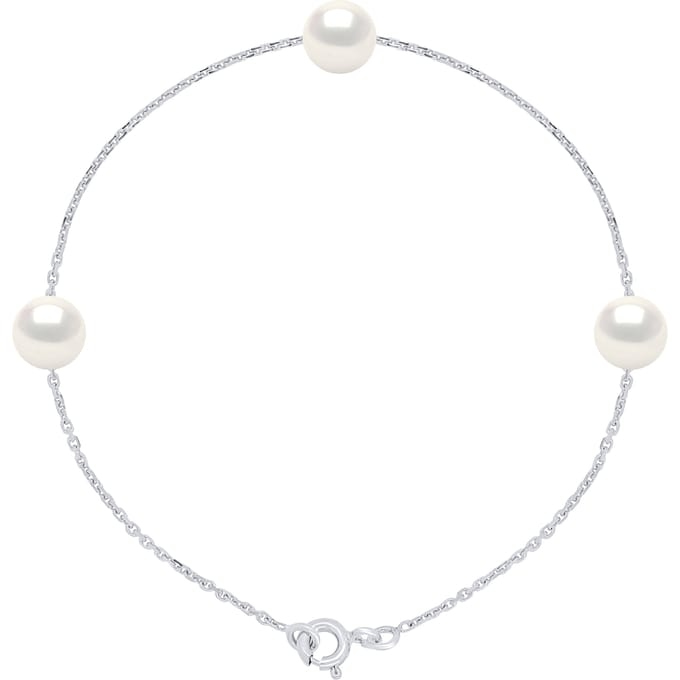 Armband 3 Echte Gecultiveerde Zoetwaterparels Rond 7-8 mm