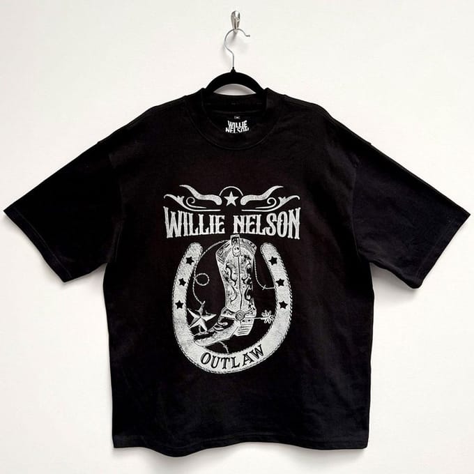 Willie Nelson - Outlaw Heren T-shirt - S - Zwart