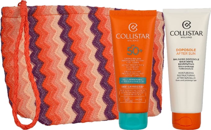 Collistar Sun Giftset 200 ml - Active Protection face/body spf 50+ 100ml + Moisturizing Afersun 100ml + Toilettas