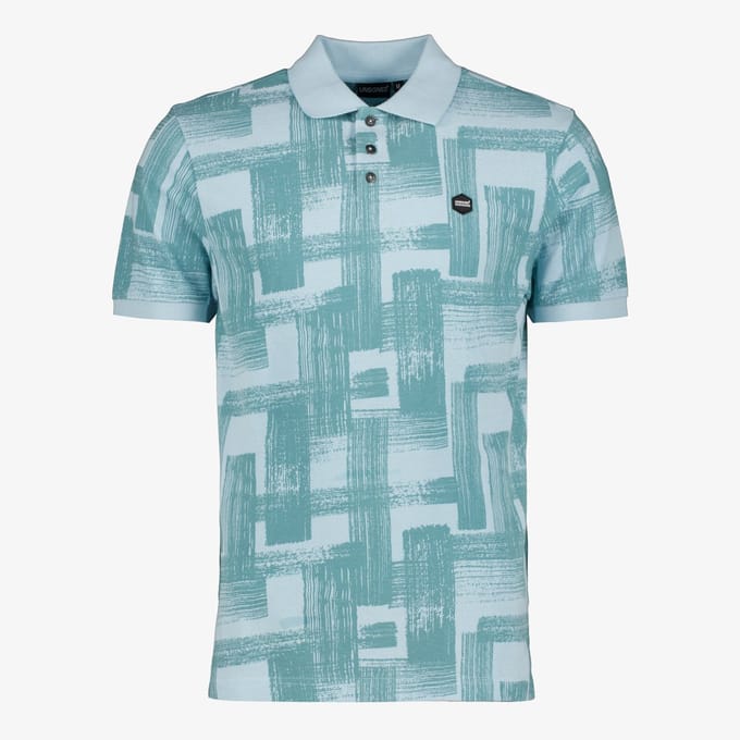 Unsigned heren polo met grafische print blauw - Maat M
