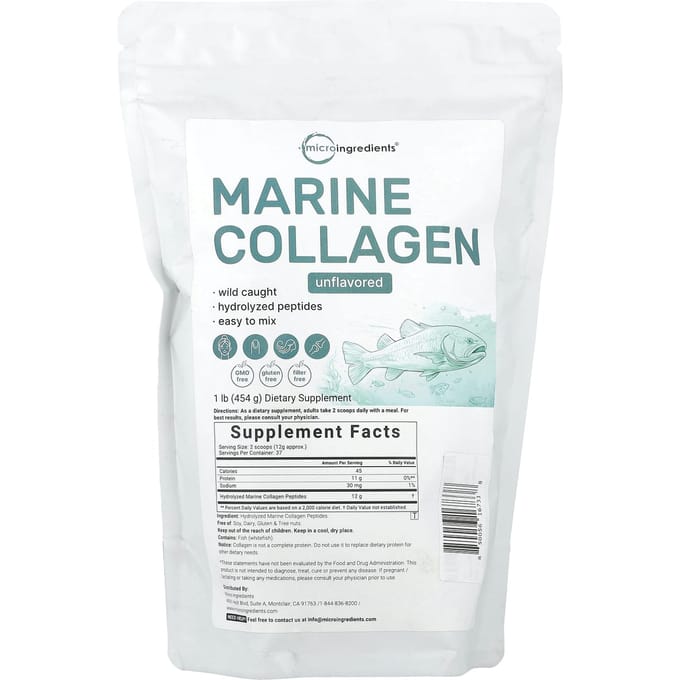Micro-ingrédients, collagène marin, sans saveur, 1 lb (454 g)