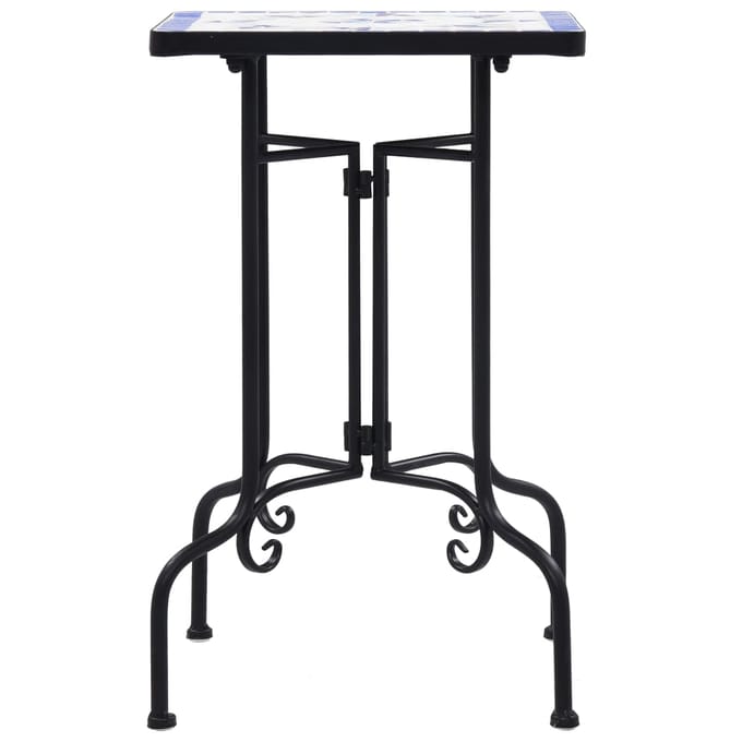 vidaXL - Bijzettafel - mozaïek - keramiek - blauw - en - wit