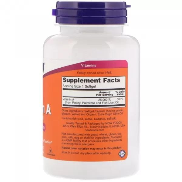 NOW Foods Vitamin A 25,000 - 100 Softgels