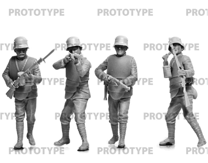 ICM Modelbouwpakket Militaire voertuigen - 35722 WWI German Infantry in rmor Plastic - 1:35 - Modelbouw