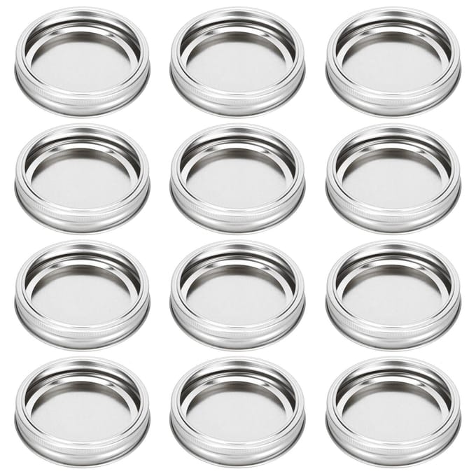 12 Stuks Roestvrij Staal Split Type Glazen Pot Deksels Rond Lekdicht Afsluitdeksels Keuken gray