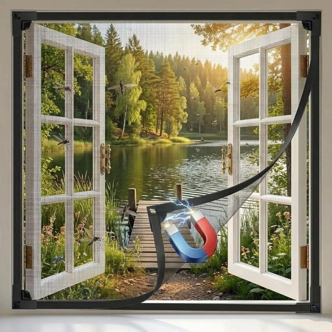 Raamhor - Insectenscherm - Buitenlucht Binnen - Magnetische Bevestiging - 60x100cm - Wit