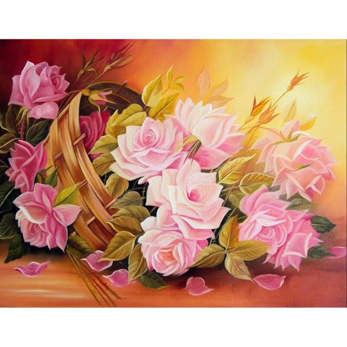 5D Diamond schilderij bloemenmand Rose volledige ronde DIY diamant borduurwerk kruissteek 20X30CM multi