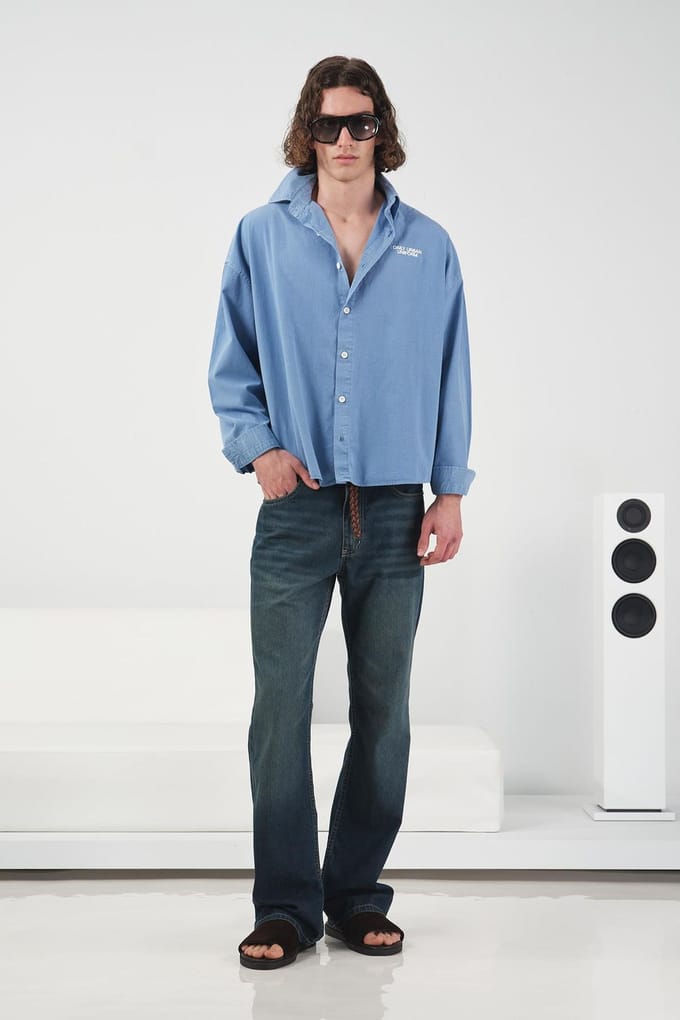Geborduurd Tekstprint Lange Mouwen Shirt