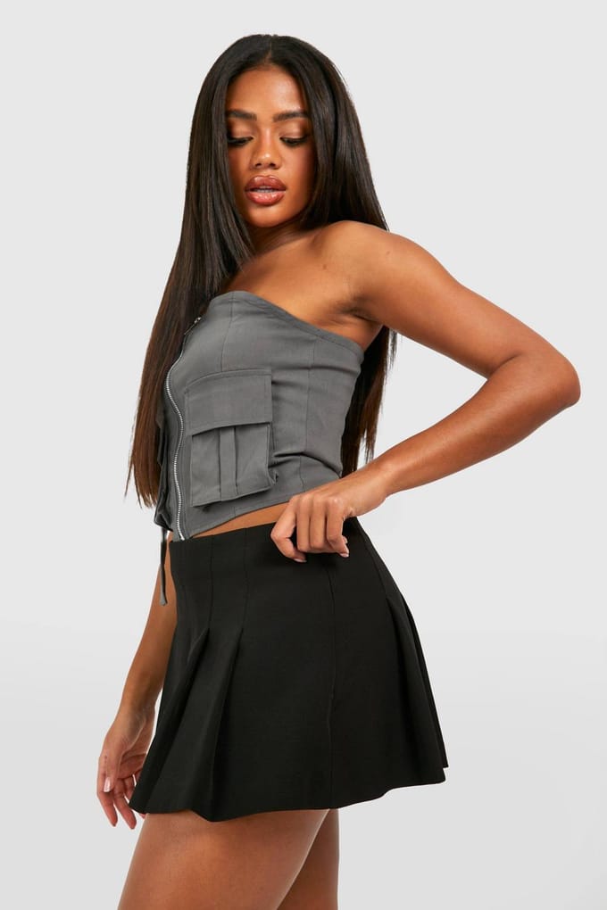 boohoo Dames Bengaline Utility Korset met zakken en ritssluiting | Grijs | Maat: 44