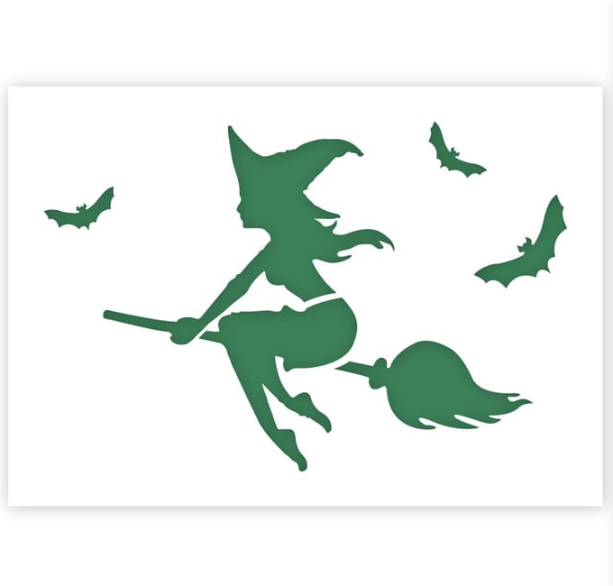 QBIX Halloween Heks Sjabloon - A3 Formaat - Kunststof - Stencil