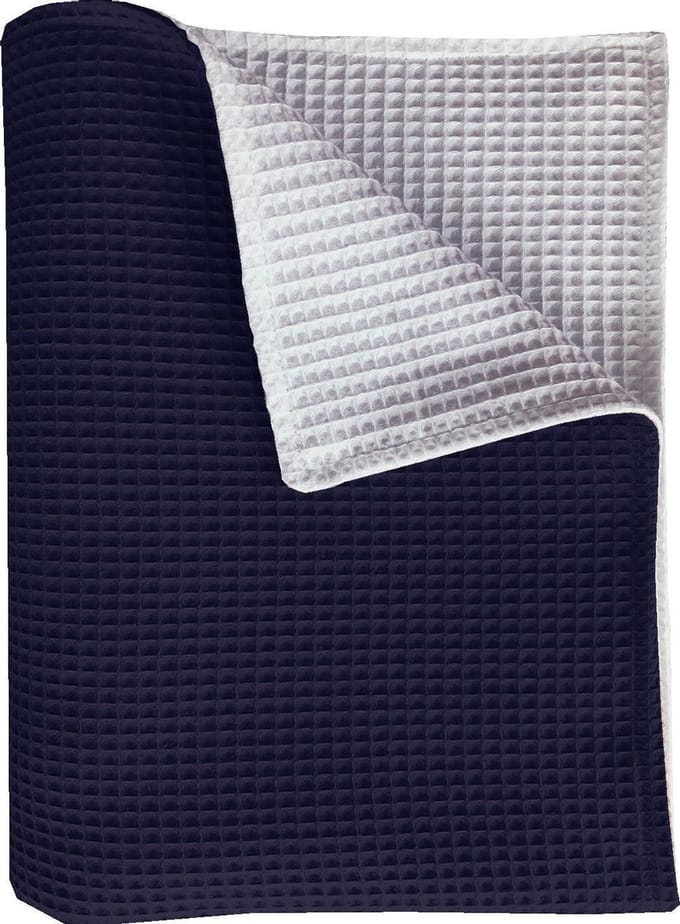 BINK Bedding wiegdeken Pique (Wafel) dubbelzijdig marine/wit 75 x 100 cm
