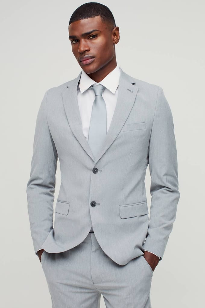 Skinny Single Breasted Suit Jacket | Grey | Size 54