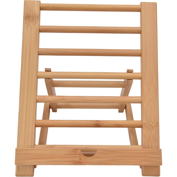 Tablet Standaard Bamboe Opvouwbaar Multi-Hoek Universele Desktop Tablethouder voor 4 tot 13 inch Telefoon Boek Muziekpartituur beige