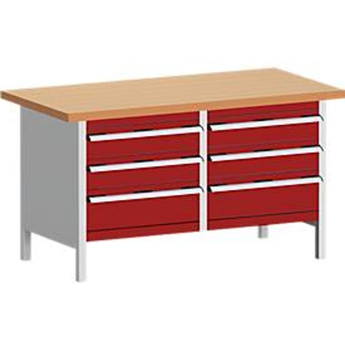 Werkbank met kast KW-1578-2.5, purperrood